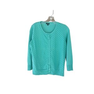 Talbots Mint Green Lace Front Cardigan  Medium